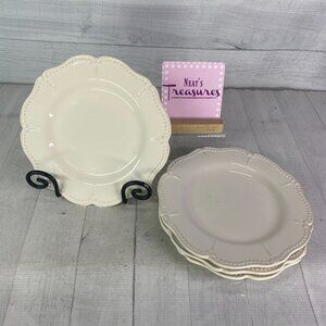 Chris Madden JCPenny ADALINA Ivory Embossed Stoneware Salad Lunch Plates Set 4